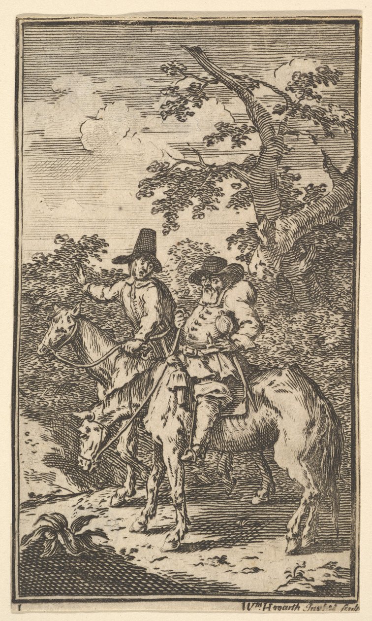 Hudibras, Samuel Butlers için On Yedi Küçük Resimden Sallying Hudibras, no..., 1721-26. by William Hogarth