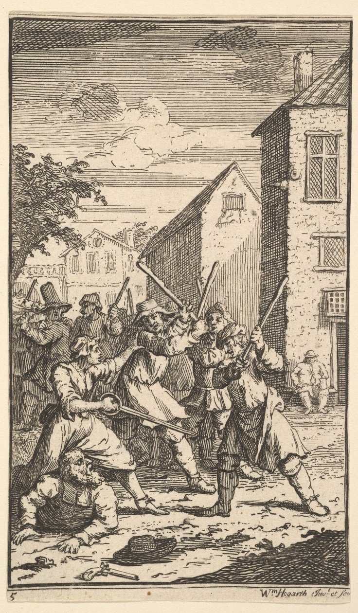Hudibras, Trulla Tarafından Yenildi Samuel Butlers için Onyedi Küçük Resim Hudibr..., 1721-26. by William Hogarth