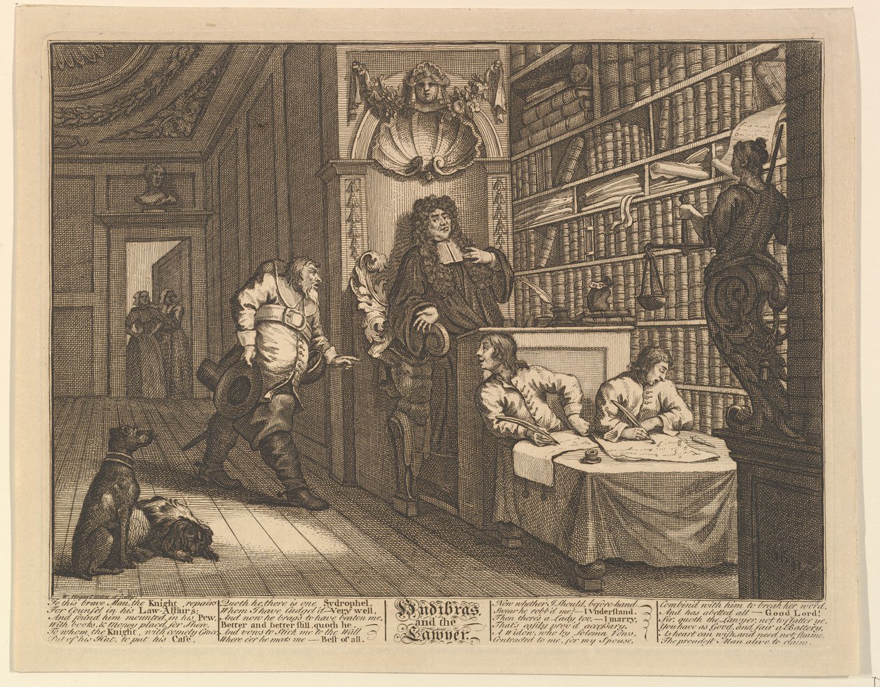 Hudibras ve Avukat Samuel Butlers için On İki Büyük Resim Hudibras, Levha..., 1725-68. by William Hogarth