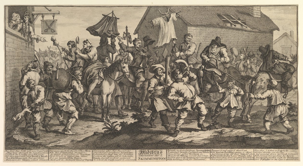 Hudibras ve Skimmington Samuel Butlers H... için On İki Büyük Resim, Şubat 1725-26. by William Hogarth
