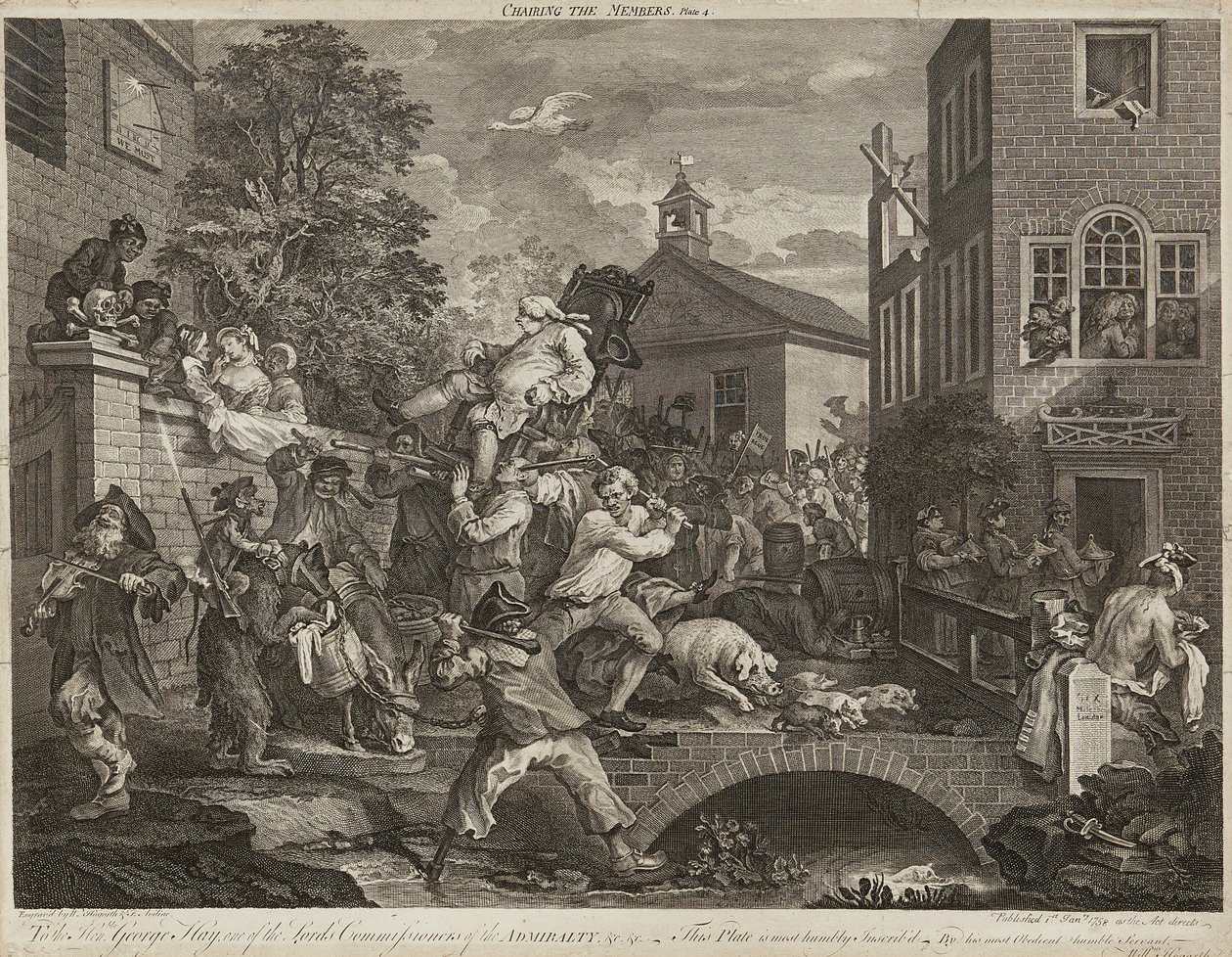 Seçim Mizahları (Dörtlü Set) (gravür) by William Hogarth