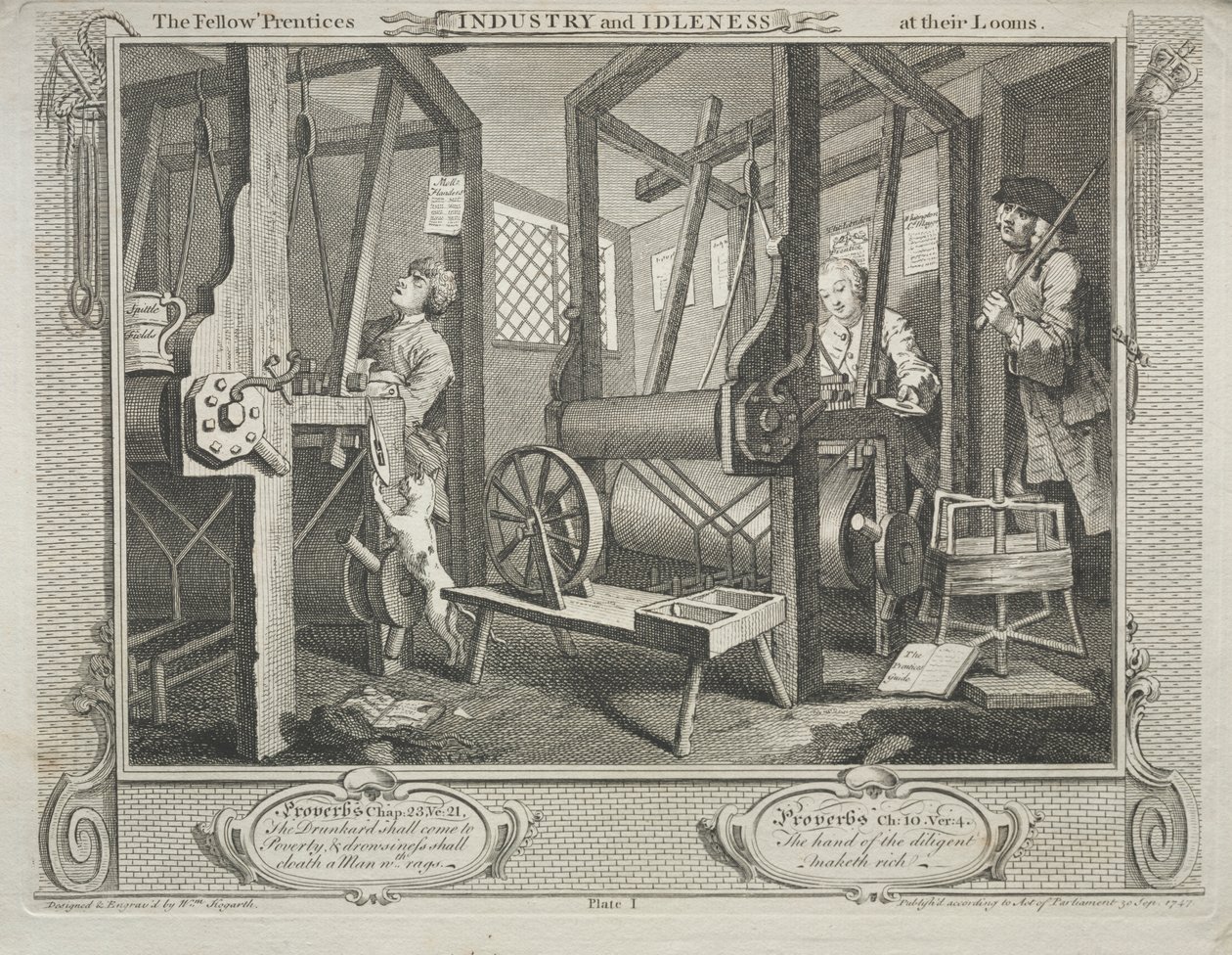 Sanayi ve Aylaklık: Çırak Kardeşler Tezgahlarında by William Hogarth