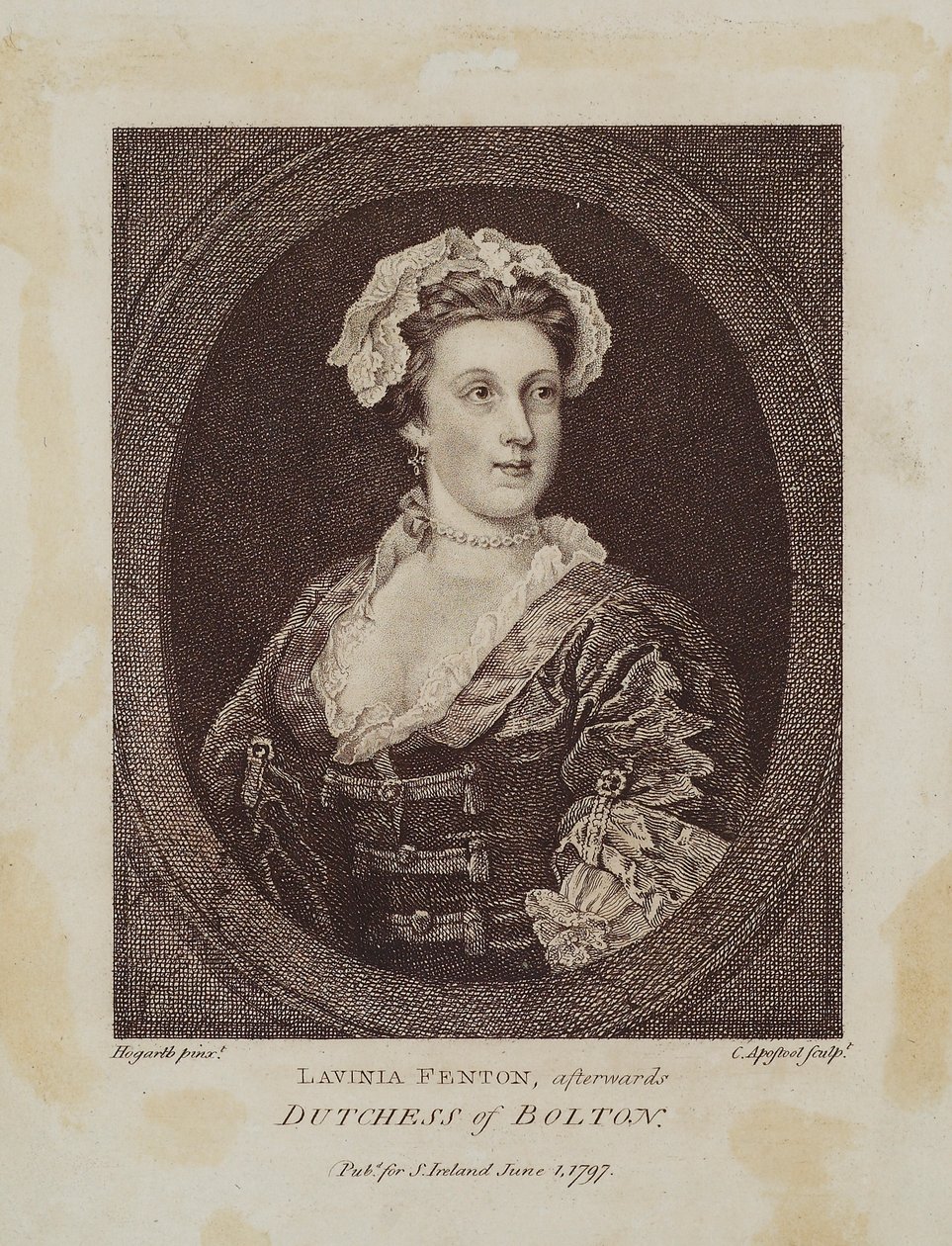 Lavinia Fenton, daha sonra Bolton Düşesi, Cornelius Apostool (1762-1844), 1797 (nokta gravürü) by William Hogarth