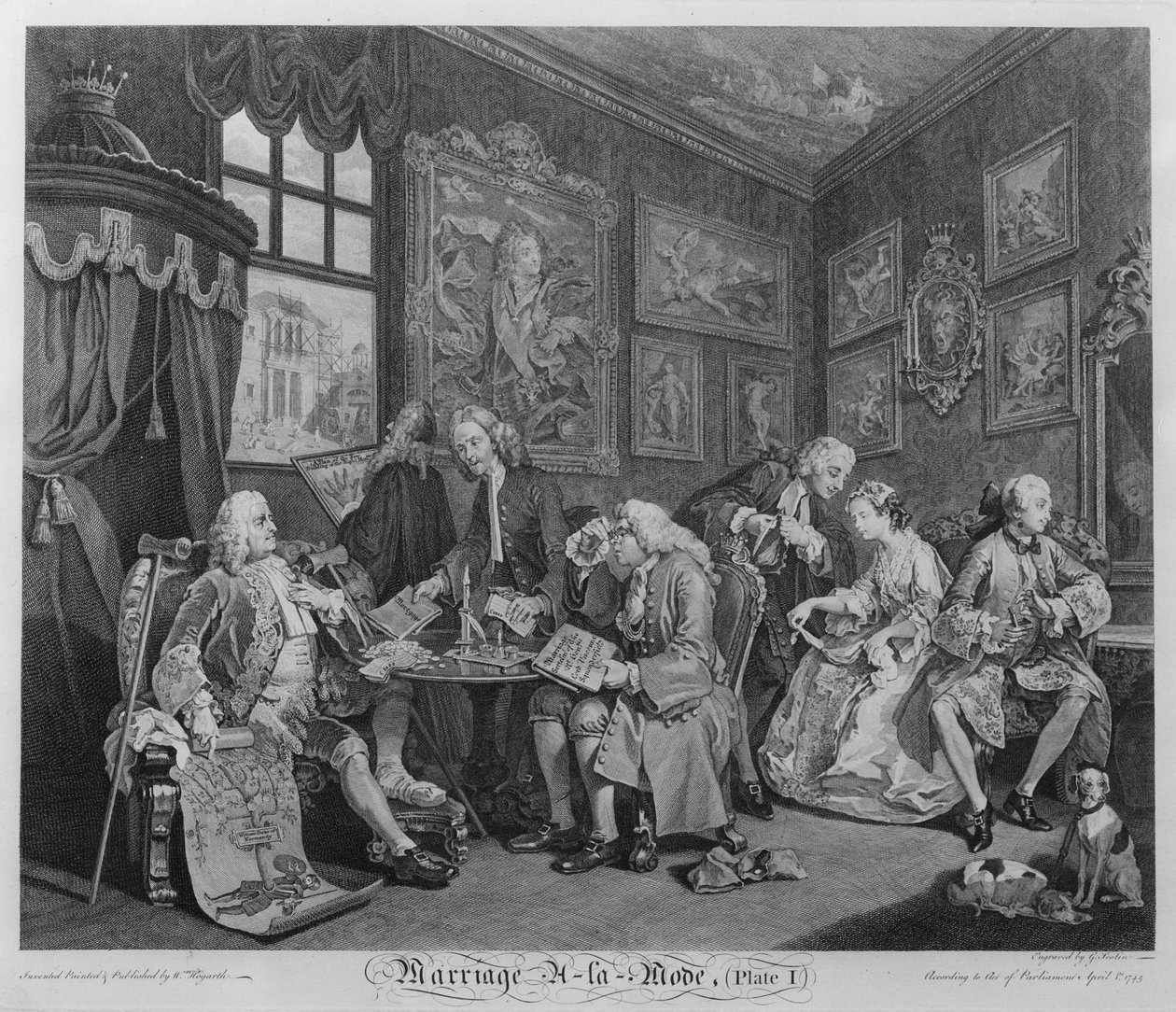 Bir Modda Evlilik, Levha I, Evlilik Yerleşimi, 1745 by William Hogarth
