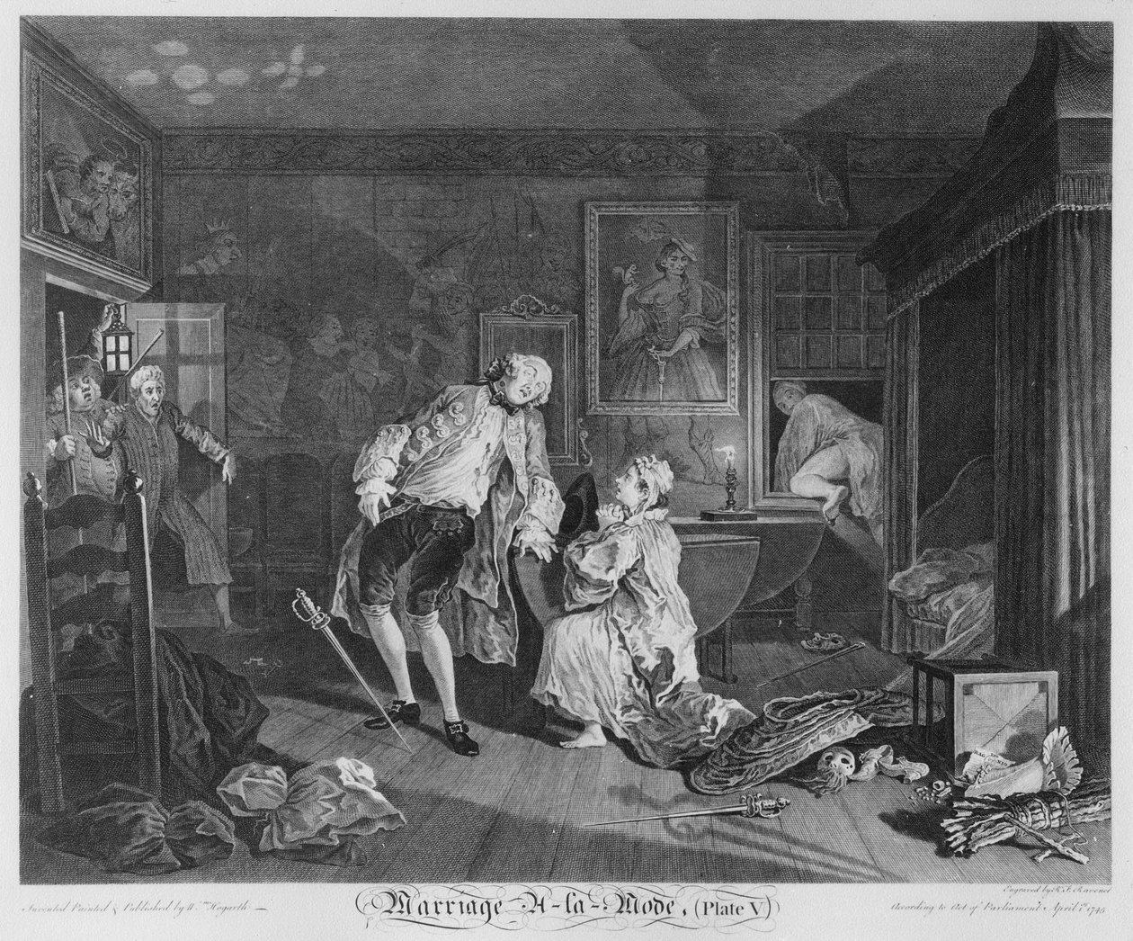 Modda Evlilik, Levha V, Bagnio, 1745 by William Hogarth