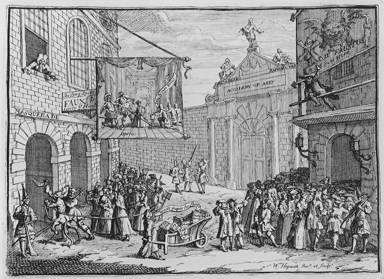 Masquerades and Operas, Burlington Gate, 1724  by William Hogarth
