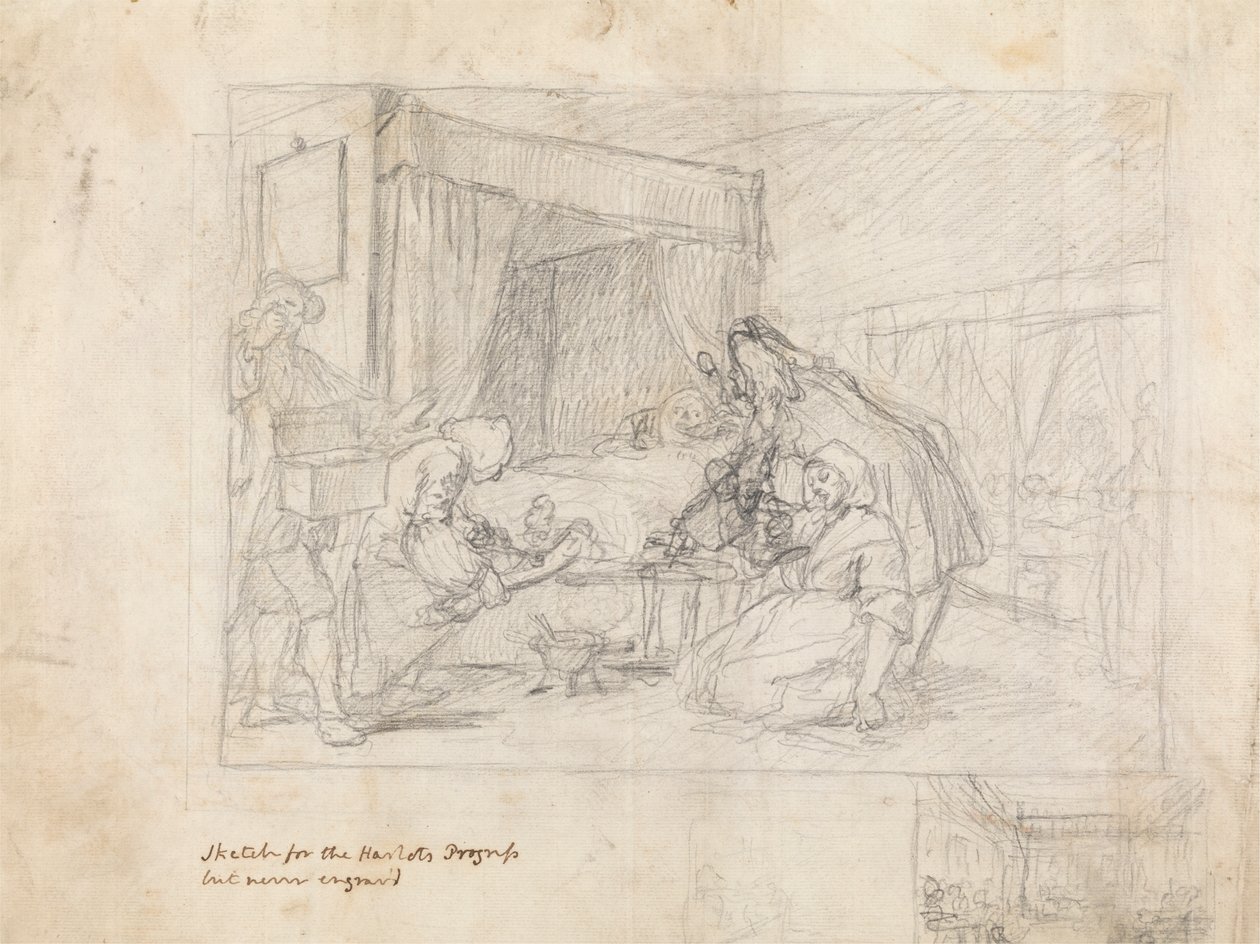 Sağ Alt Kenar Kenarında Yardımcı Eskizlerin Bulunduğu Bir Hastanede Ameliyat Sahnesi by William Hogarth
