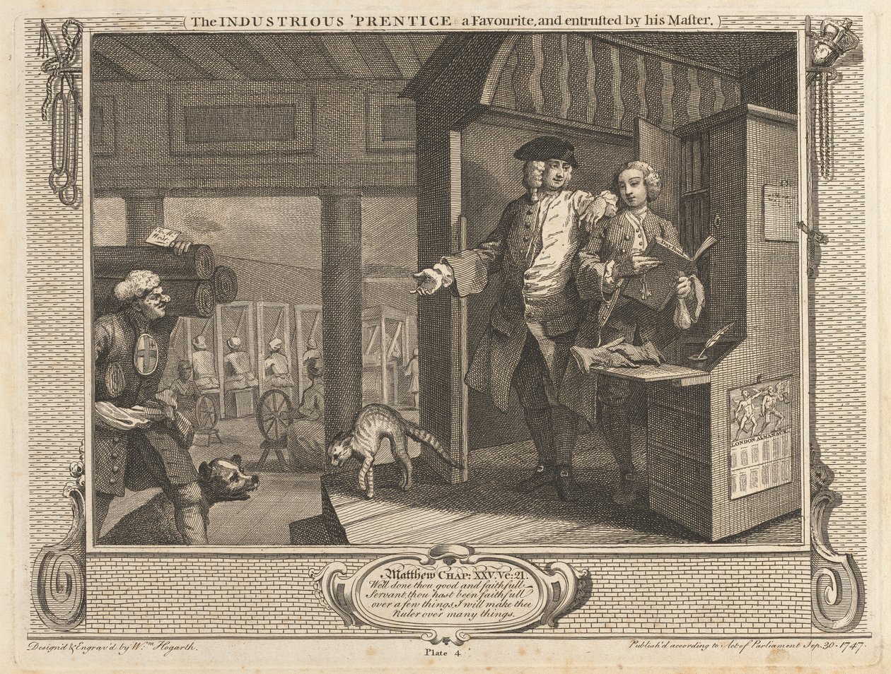 Resim 4, Çalışkan Çırak Favori ve Ustasının Emaneti by William Hogarth
