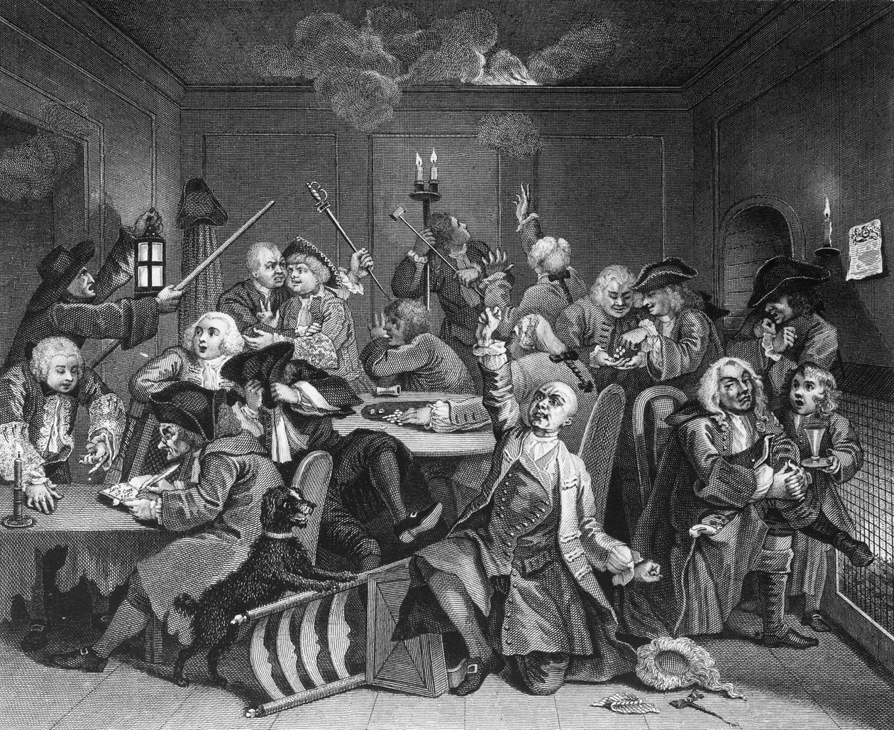 Sahne VI: Oyun Evinde Tırmık by William Hogarth