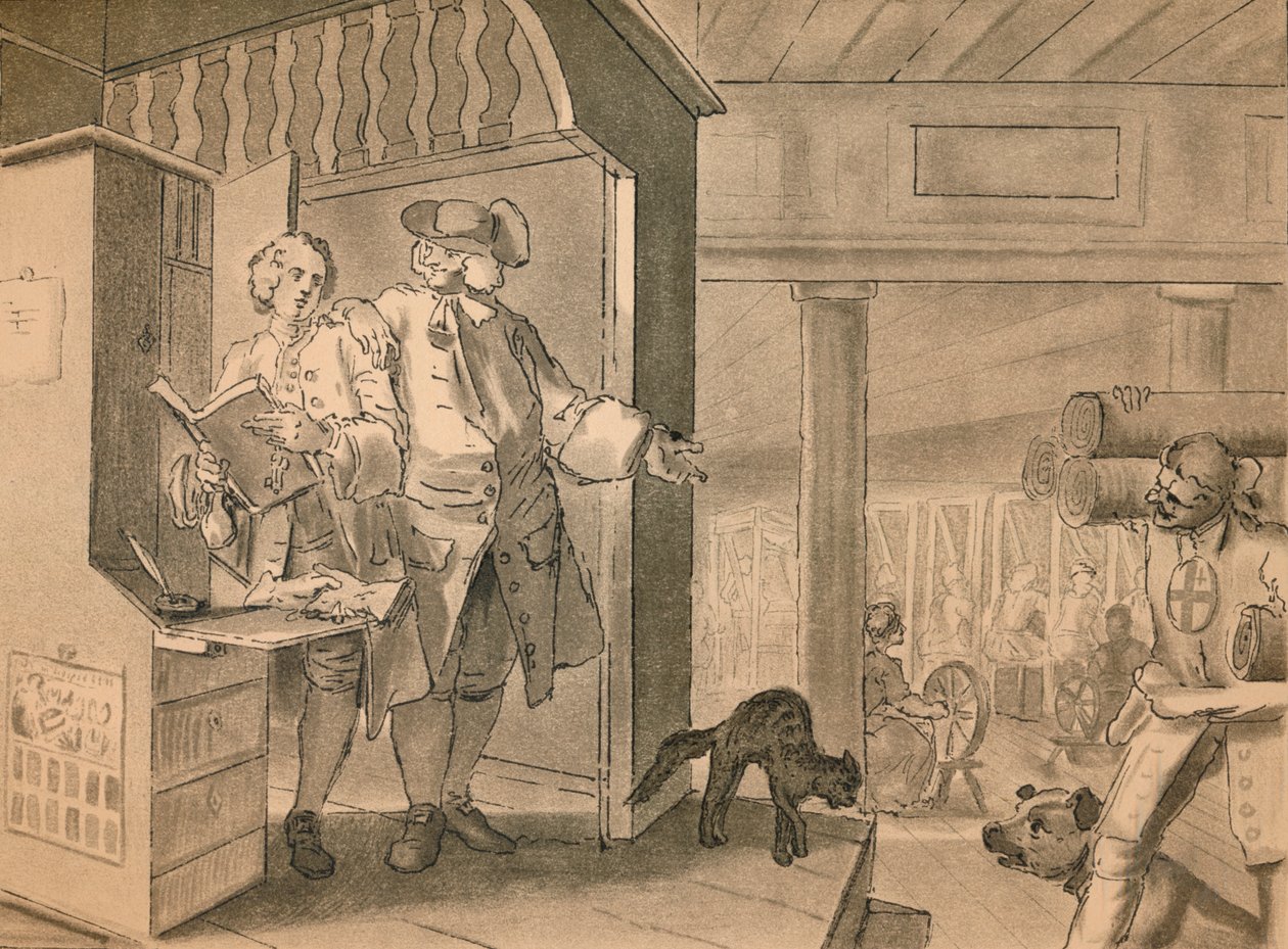 Sanayi ve Aylaklıktan Levha IV için Eskiz, 1747 by William Hogarth