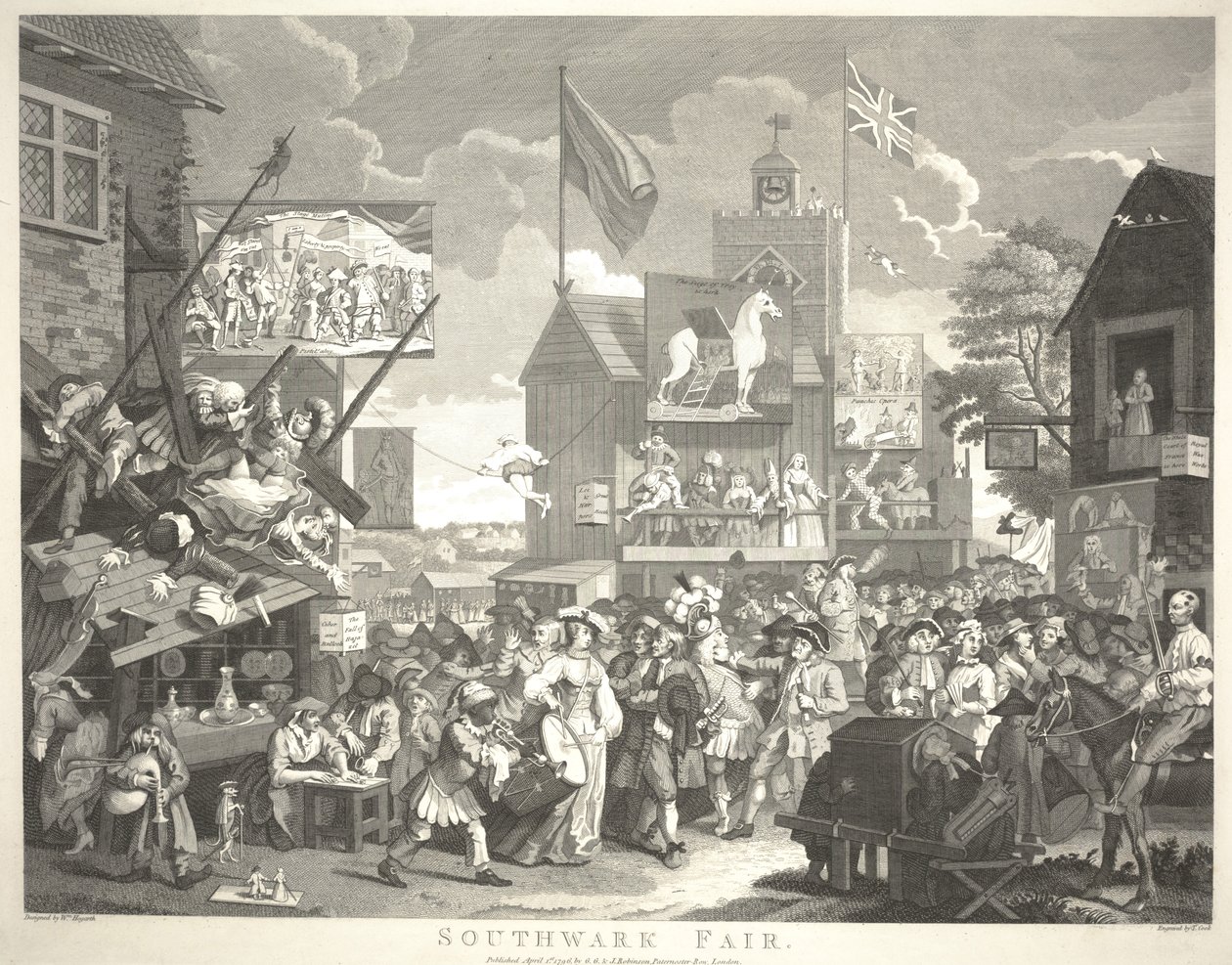 Southwark Fuarı, Thomas Cook (1744-1818) tarafından oyulmuş by William Hogarth