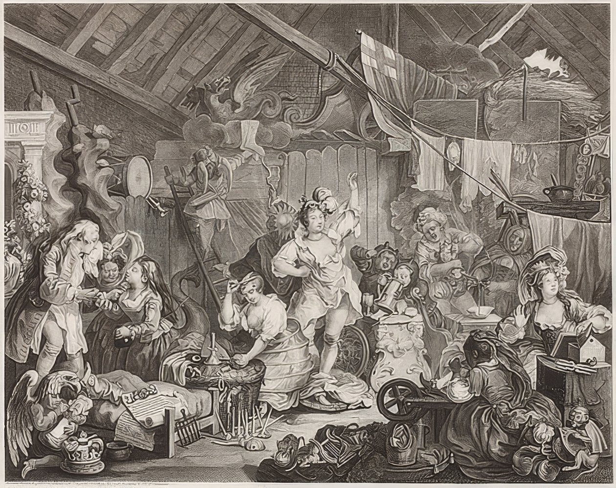 Bir Ahırda Giyinen Yürüyen Aktrisler. 1738 by William Hogarth