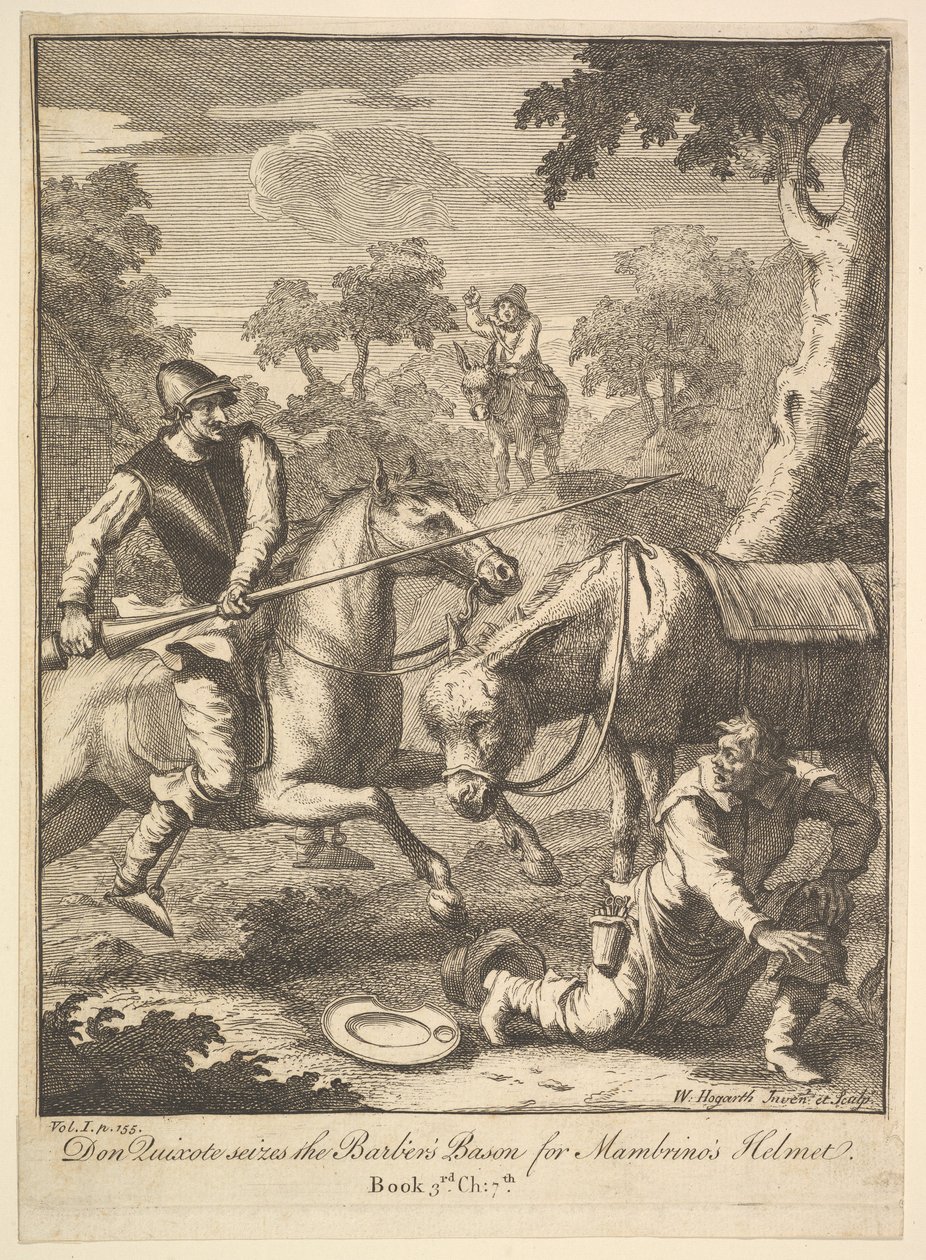 The Adventure of Mambrinos Helmet Don Kişot için Altı Çizim, 1756 veya sonrası. by William Hogarth