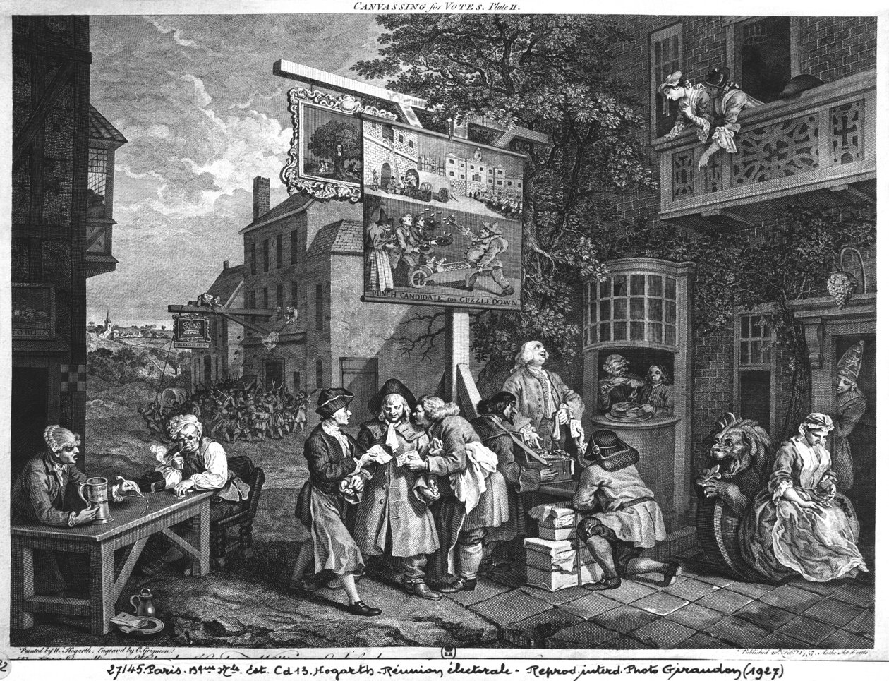 Seçim II; Oylar için Kanvas, Charles Grignion (1717-1810) 1757 tarafından oyulmuş (ayrıca bkz. 1997) by William Hogarth
