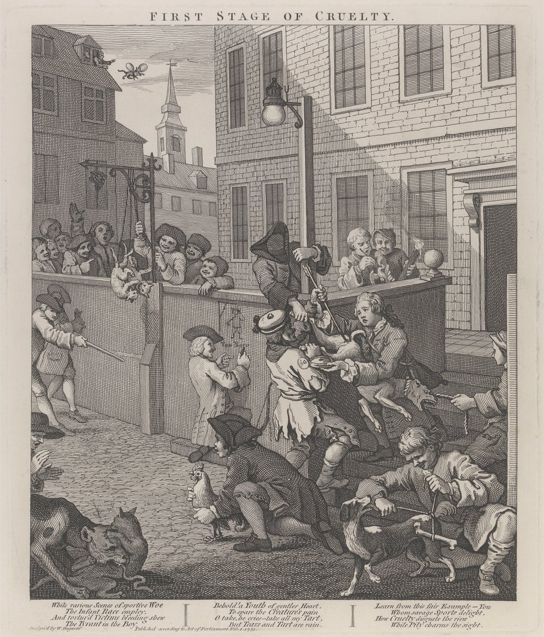 Zulümün Birinci Aşaması: Hayvanlara İşkence Eden Çocuklar by William Hogarth