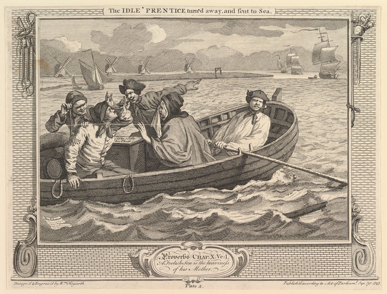 Atıl Prentice Döndü ve Denize Gönderildi: Sanayi ve Aylaklık, levha 5, 30 Eylül 1747. by William Hogarth