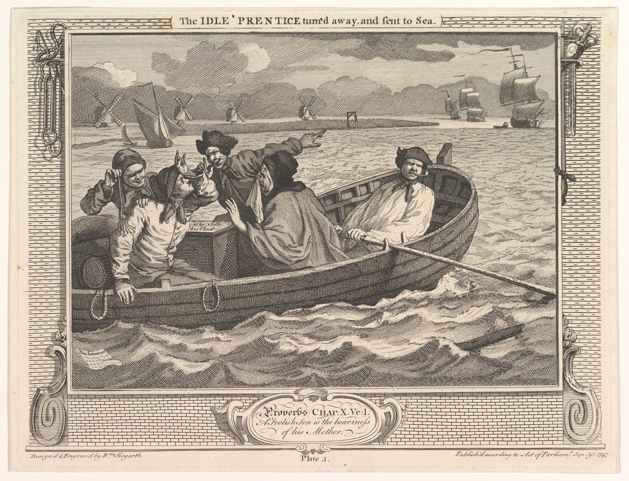 Atıl Prentice Dönüp Denize Gönderildi Sanayi ve Tembellik, levha..., 30 Eylül 1747. by William Hogarth