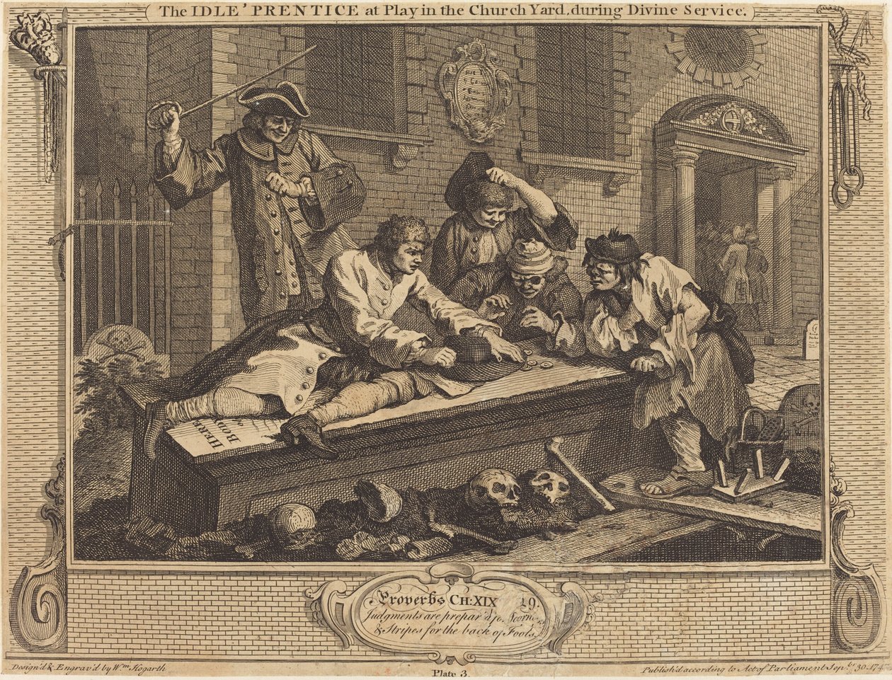 Aylak Çırak, Kutsal Hizmet Sırasında Kilise Avlusunda Oynarken by William Hogarth