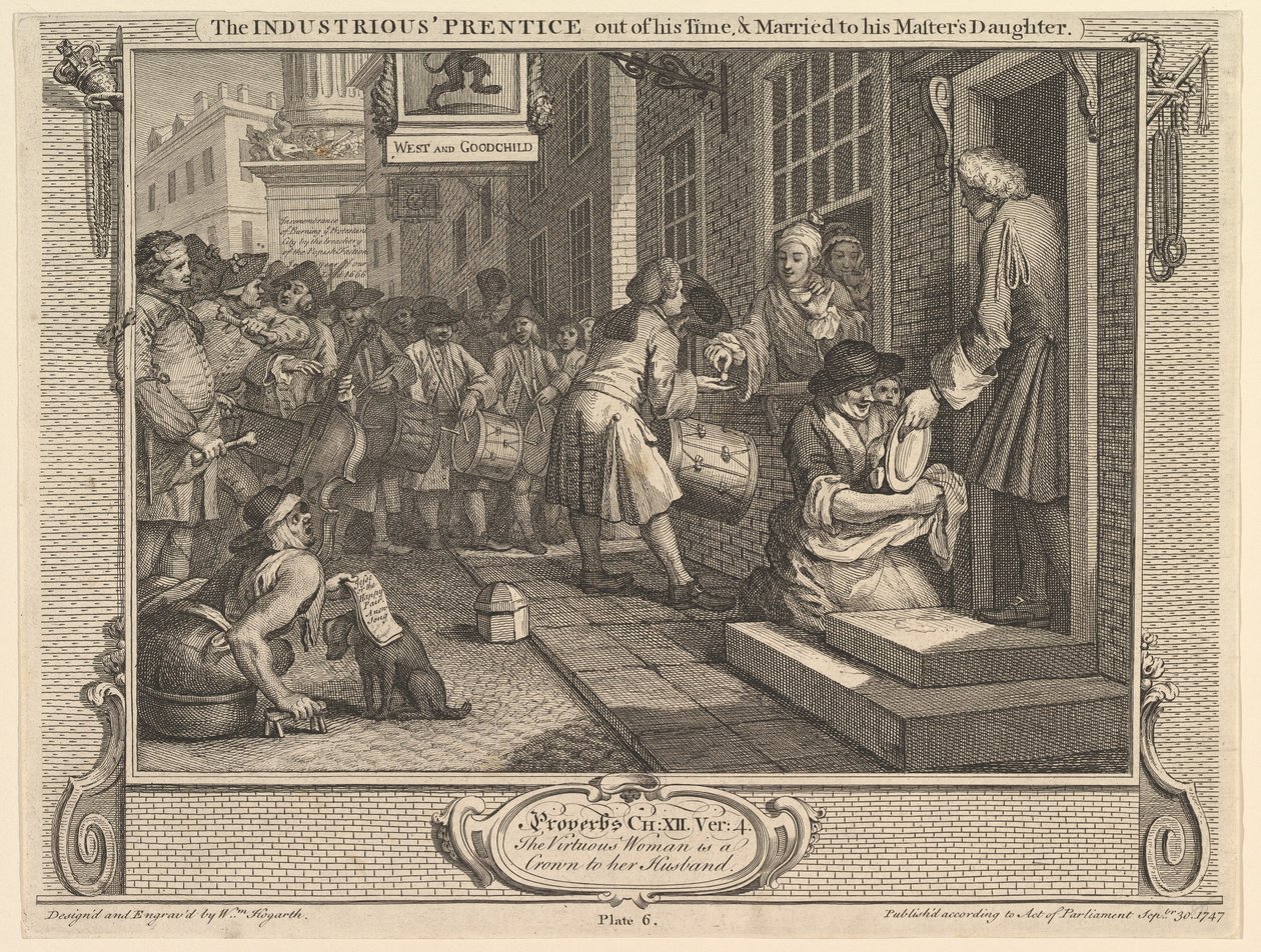 Çalışkan Çırak Zamanının Dışında ve Ustasının Kızıyla Evli..., 30 Eylül 1747. by William Hogarth