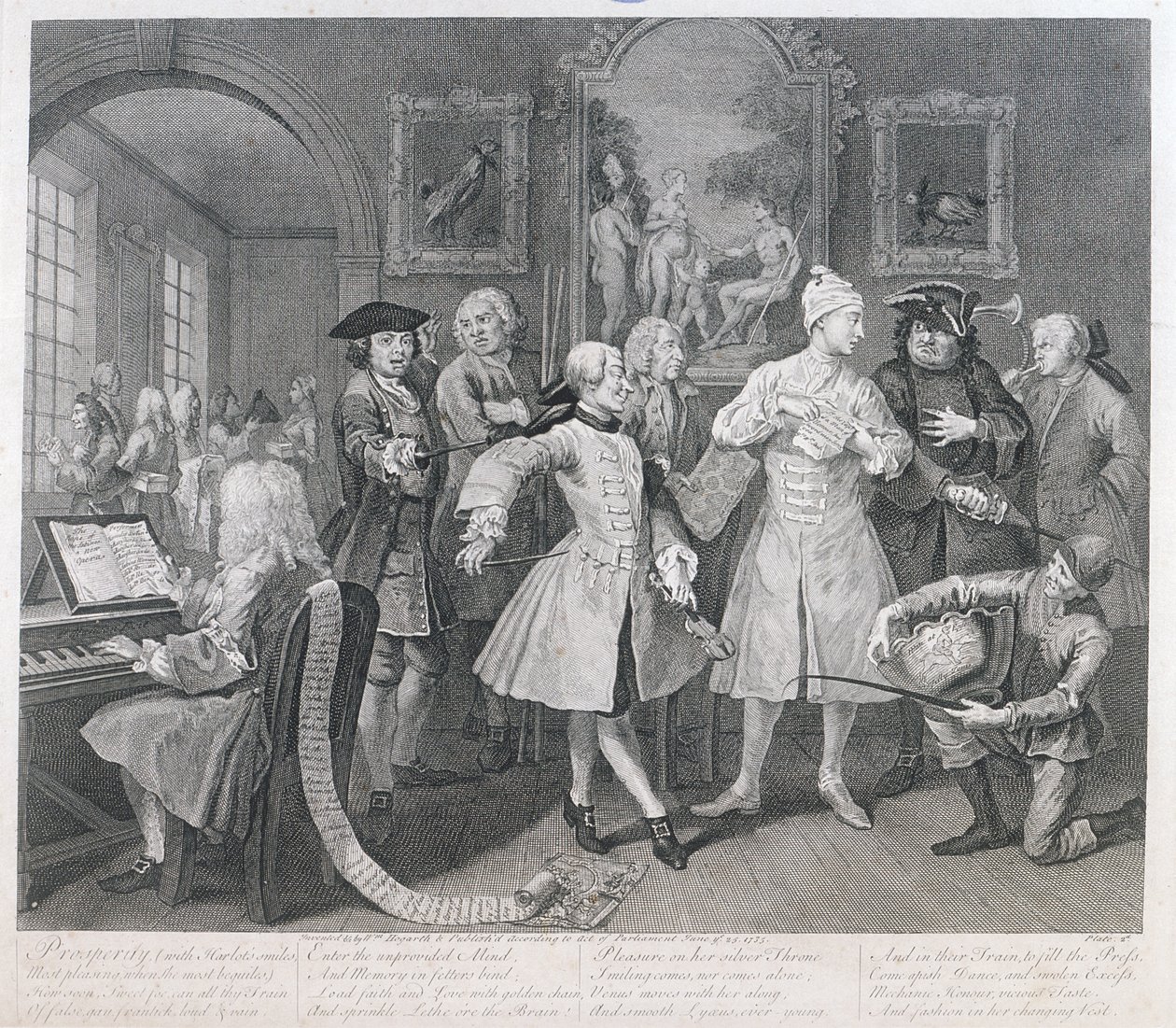 Rakes Levee, levha II, A Rakes Progress, 1735 by William Hogarth