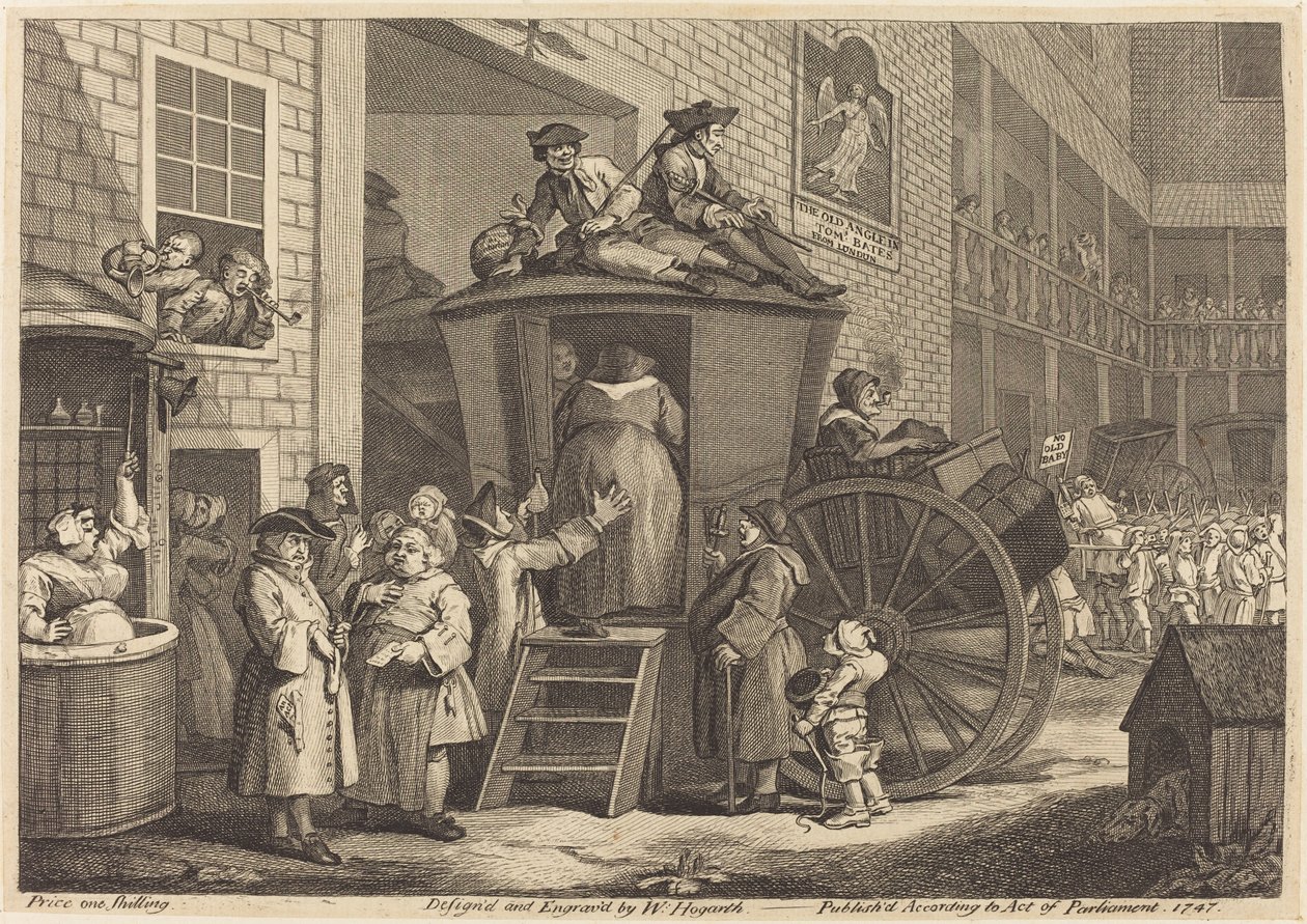 Sahne koçu veya Country Inn Yard by William Hogarth