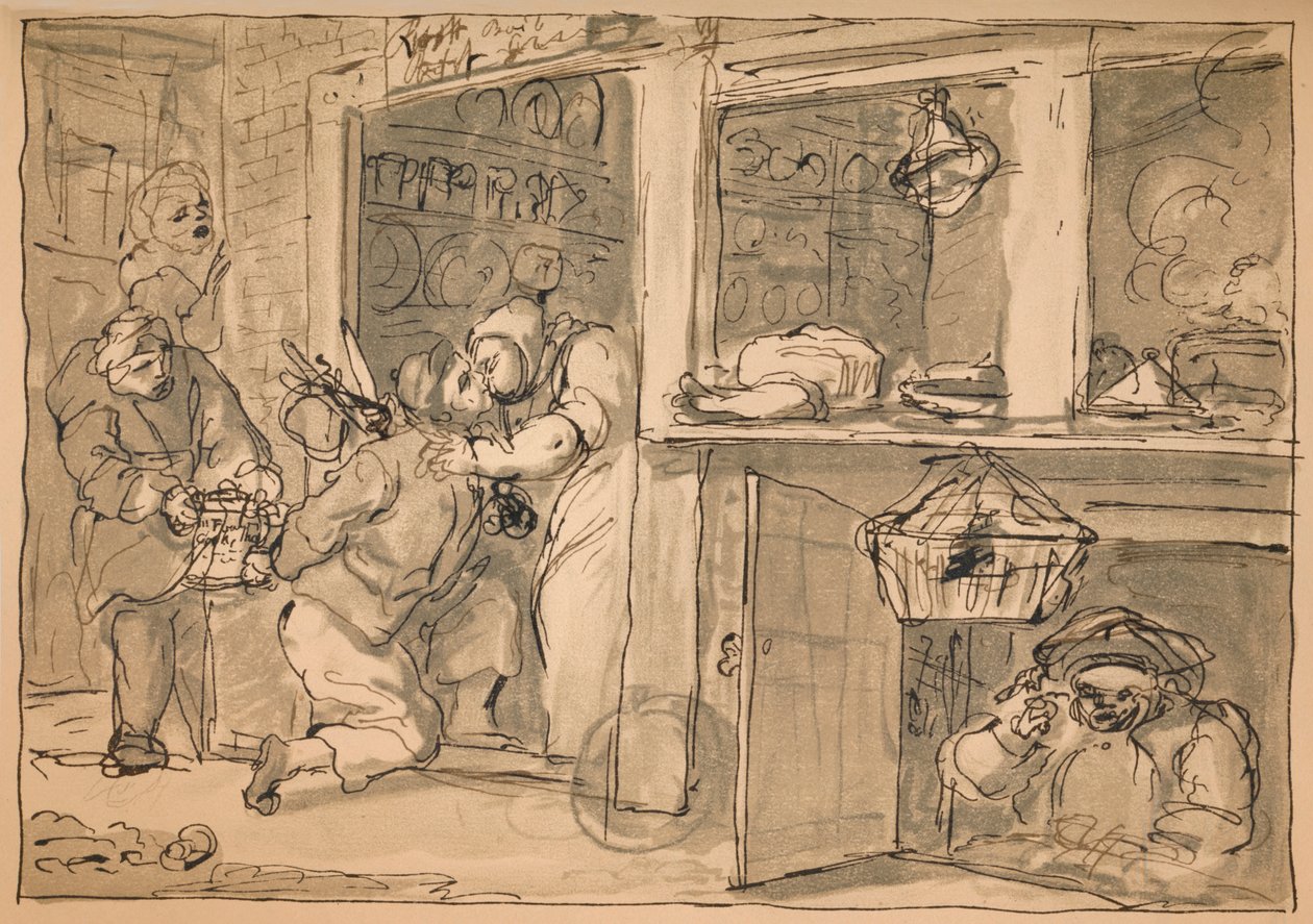 Sanayi ve Aylaklık için kullanılmayan çizim, 1747. by William Hogarth