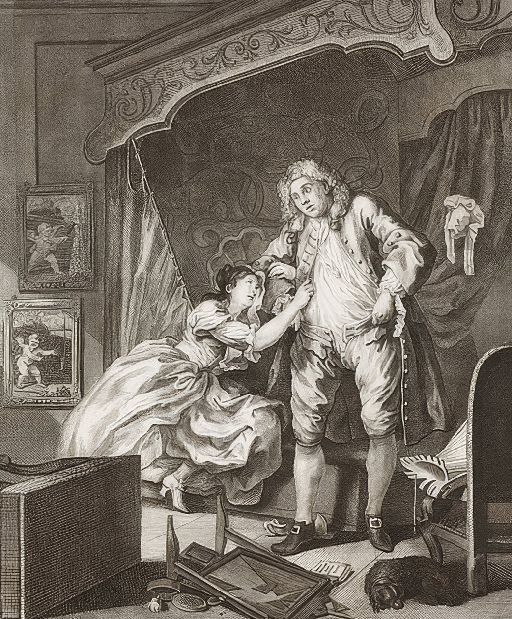 İki parçalı bölüm: Önce ve Sonra. Sayfa 2: Sonra / Sonra. 1736 by William Hogarth