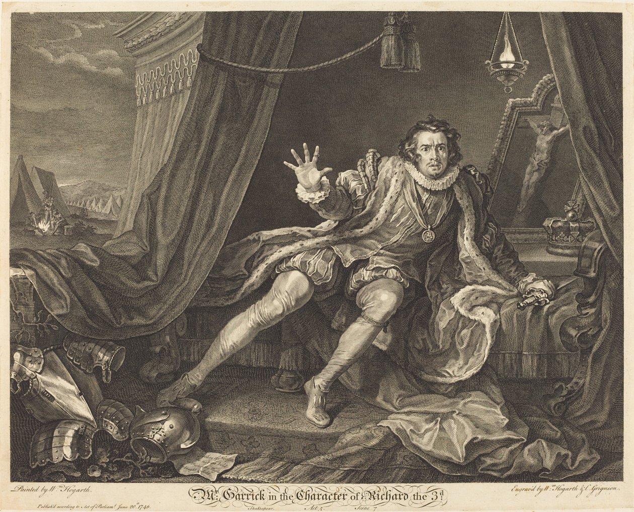 Richard III'ün Rolünde Garrick by William Hogarth and Charles Grignion
