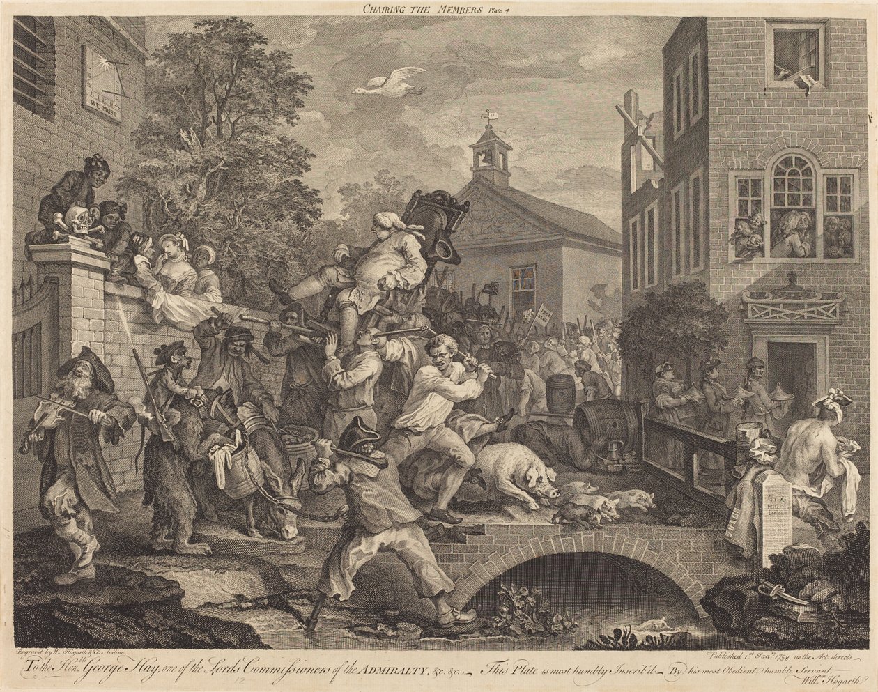Üyelere başkanlık etmek by William Hogarth and Francois Antoine Aveline