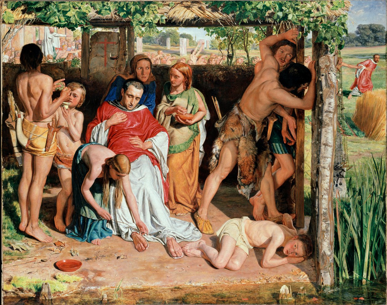 Druidlerin Zulmünden bir Hıristiyan Misyonerini koruyan dönüştürülmüş bir İngiliz Ailesi, 185 by William Holman Hunt