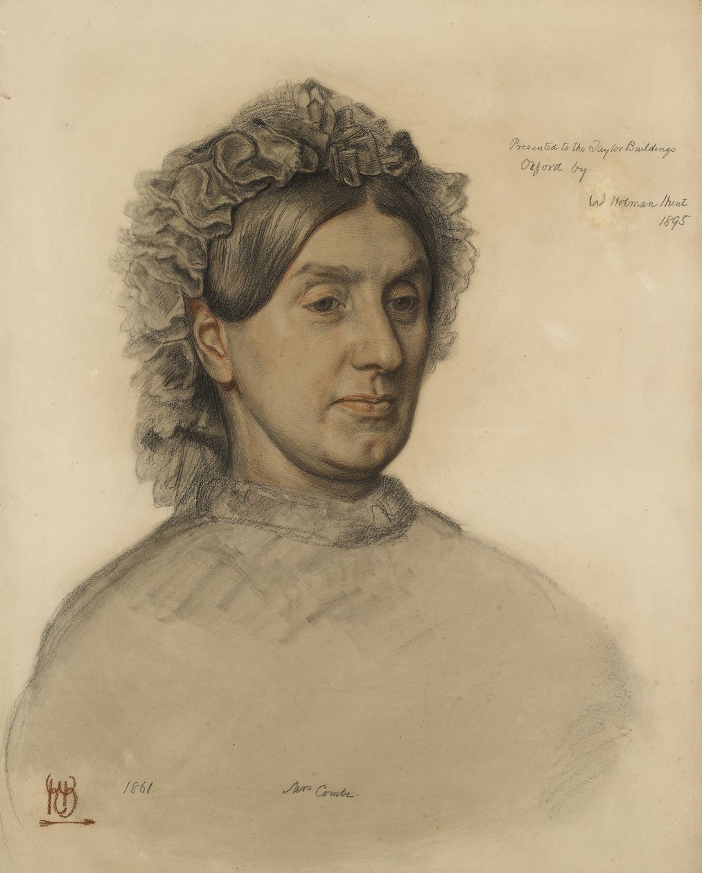 Bayan Thomas Combe (1806-1893) (kırmızı ve siyah tebeşir) by William Holman Hunt