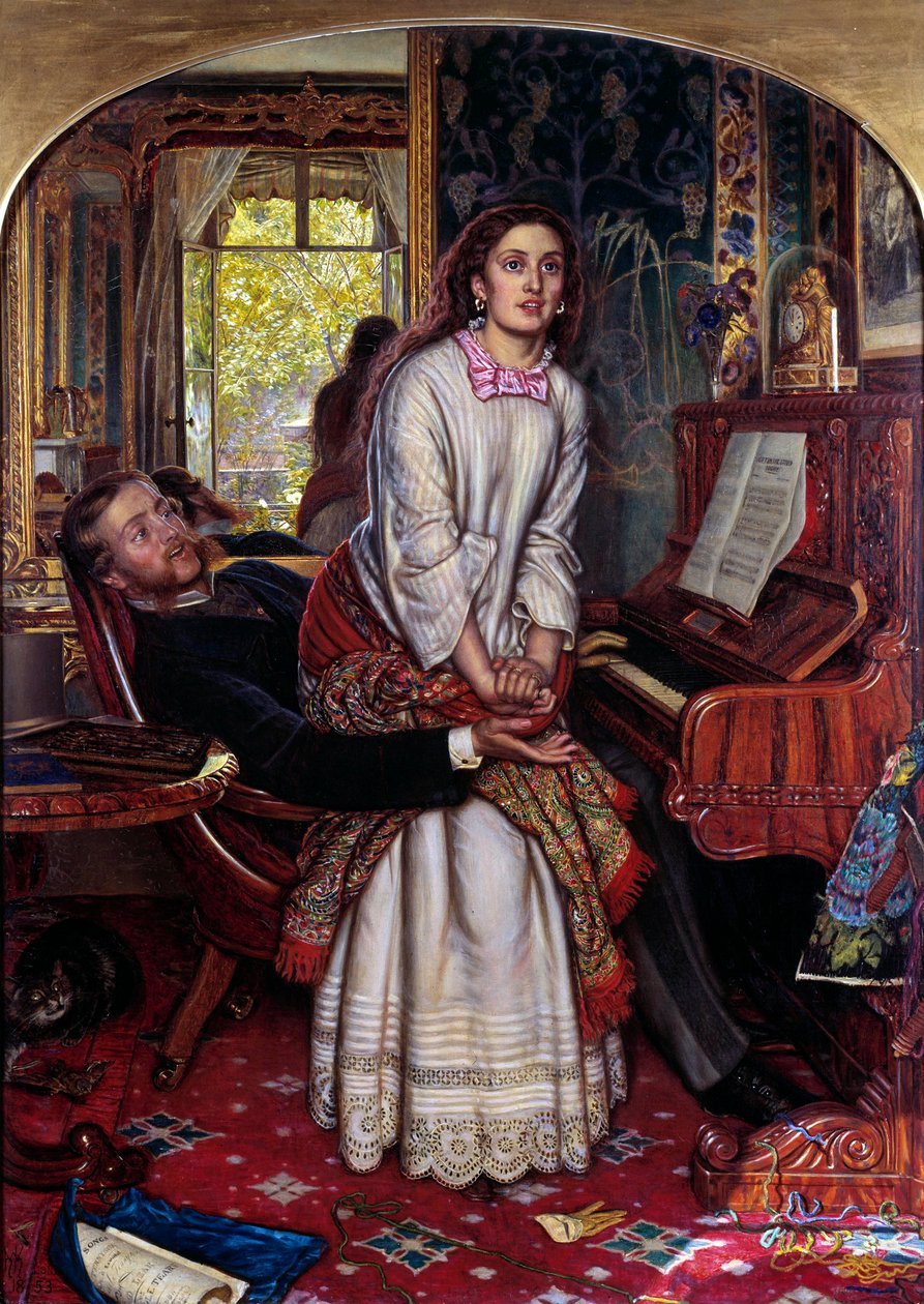 Uyanış Bilinci Günah içindeki genç bir kadın aniden atlar, ruhsal vahiy ile boğuşur ve sevgilisinin kollarından kaçmaya çalışır. William Holman Hunt