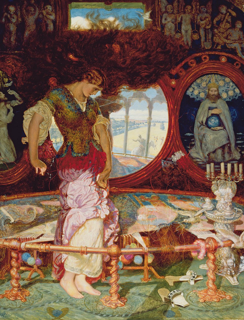 The Lady of Shalott, c.1886-1905 (panel üzerine yağlıboya) (ayrıca bkz. 495754) by William Holman Hunt