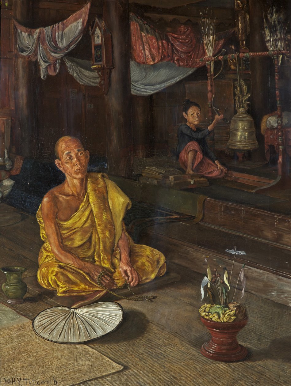 Bir Burmalı Rahip - Duaya Çağrı (tuval üzerine yağlı boya) by William Holt Yates Titcomb