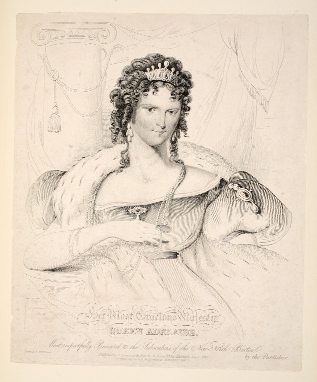 En Merhametli Majesteleri Kraliçe Adelaide, New North Briton Abonelerine Saygıyla Sunuldu, pub. 1830 by William Home Lizars