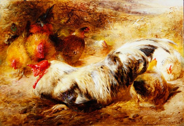 Bir horoz ve tavuklar by William Huggins