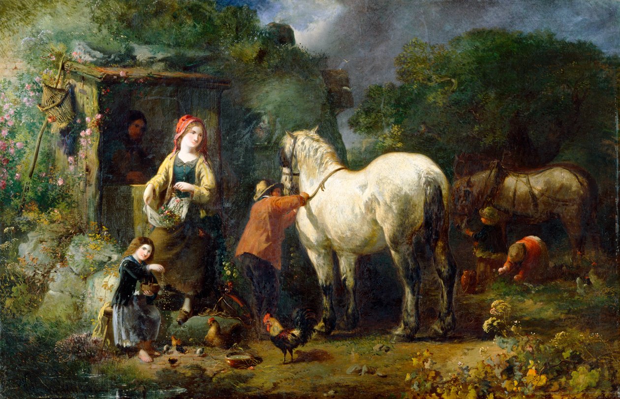 Eski Carthorse (tuval üzerine yağlıboya) by William J. Perry