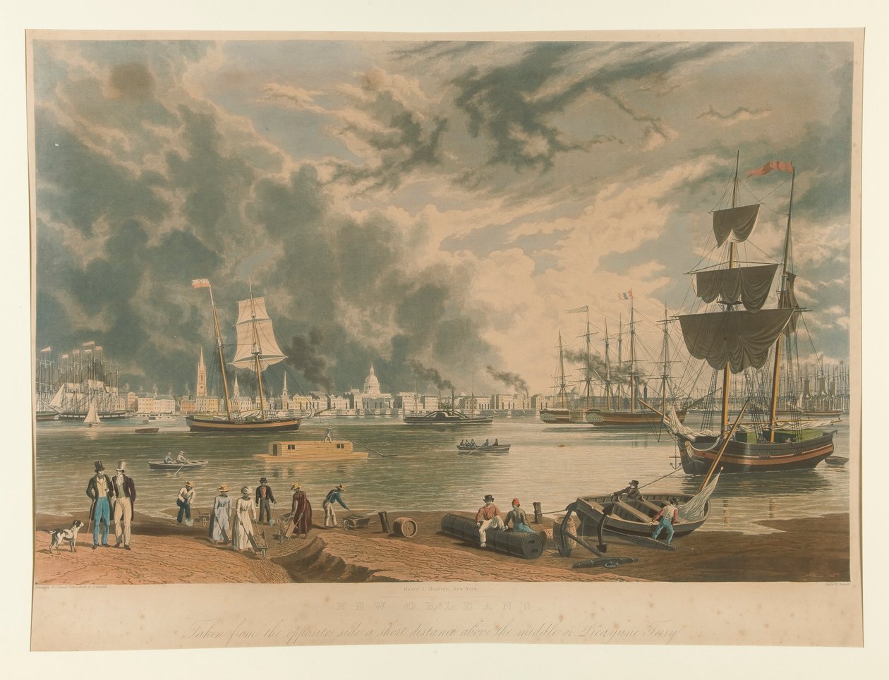 New Orleans, Karşı taraftan orta veya Picayune Feribotu üzerinde kısa bir mesafe by William James Bennett
