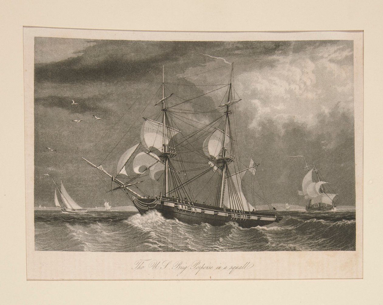 ABD Brig Porpoise bir fırtınada by William James Bennett