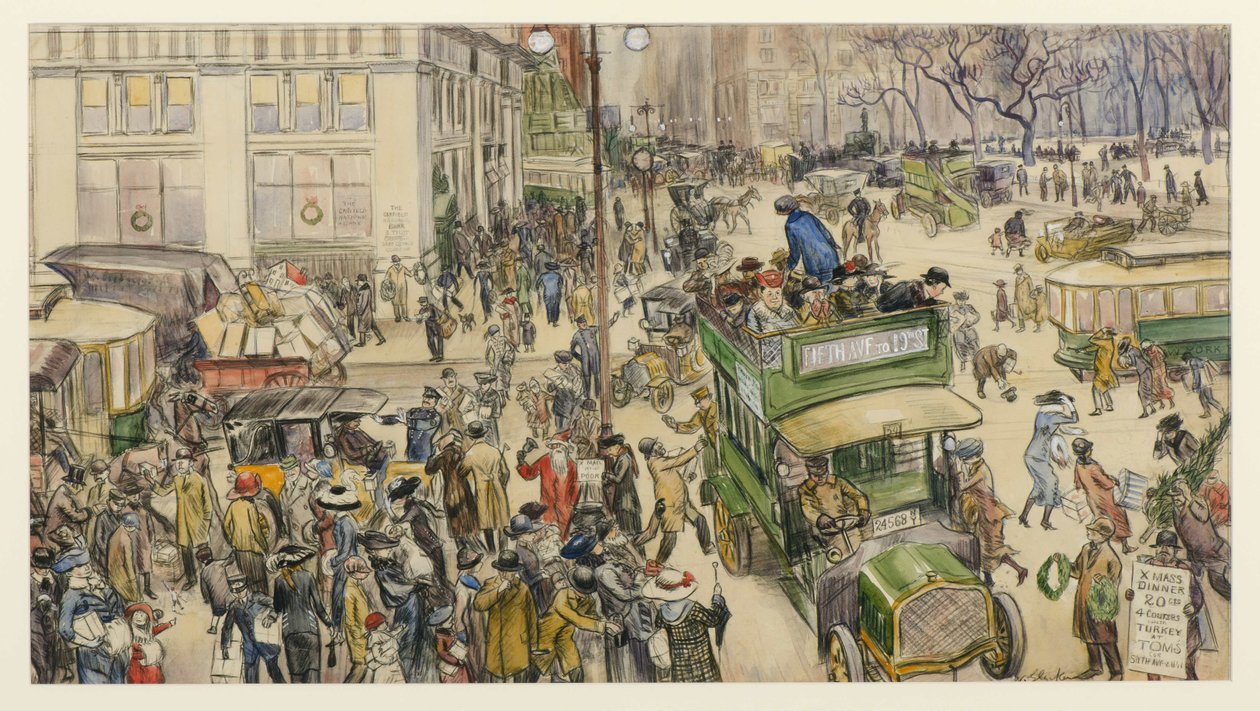 Noel Alışverişçileri, Madison Square, 1912 by William James Glackens