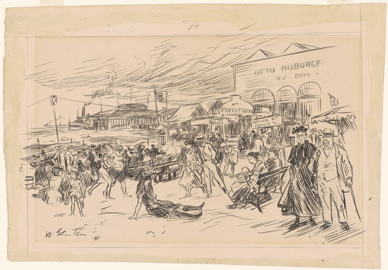 Coney Adası Tahta Kaldırımı by William James Glackens