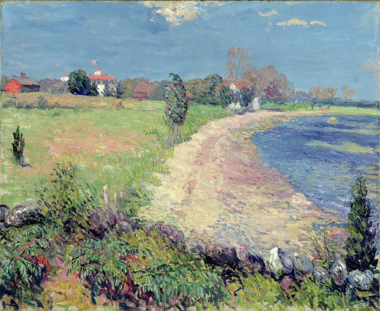 Curving Beach, New England (tuval üzerine yağlı boya) by William James Glackens