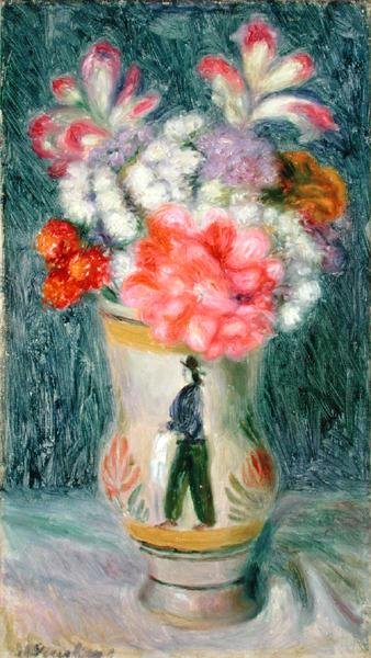 Quimper Vazoda Çiçekler (tuval üzerine yağlı boya) by William James Glackens