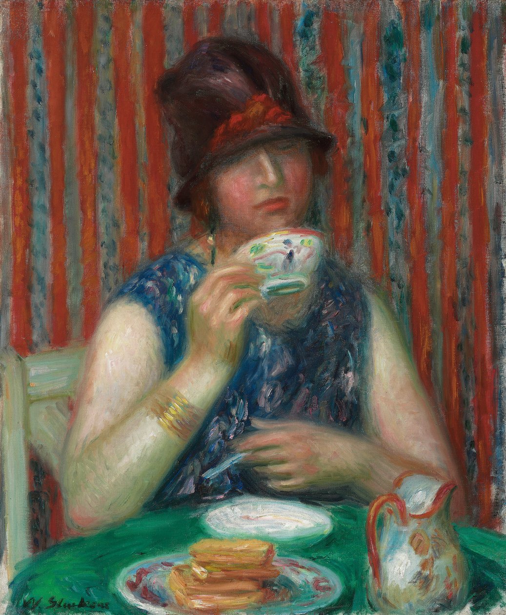 Fincanlı Kız, 1920 civarı (tuval üzerine yağlı boya) by William James Glackens