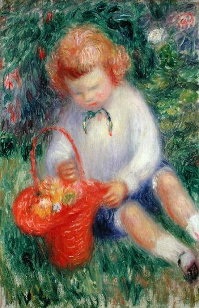 Çiçek Sepeti ile Lenna (tuval üzerine yağlı boya) by William James Glackens