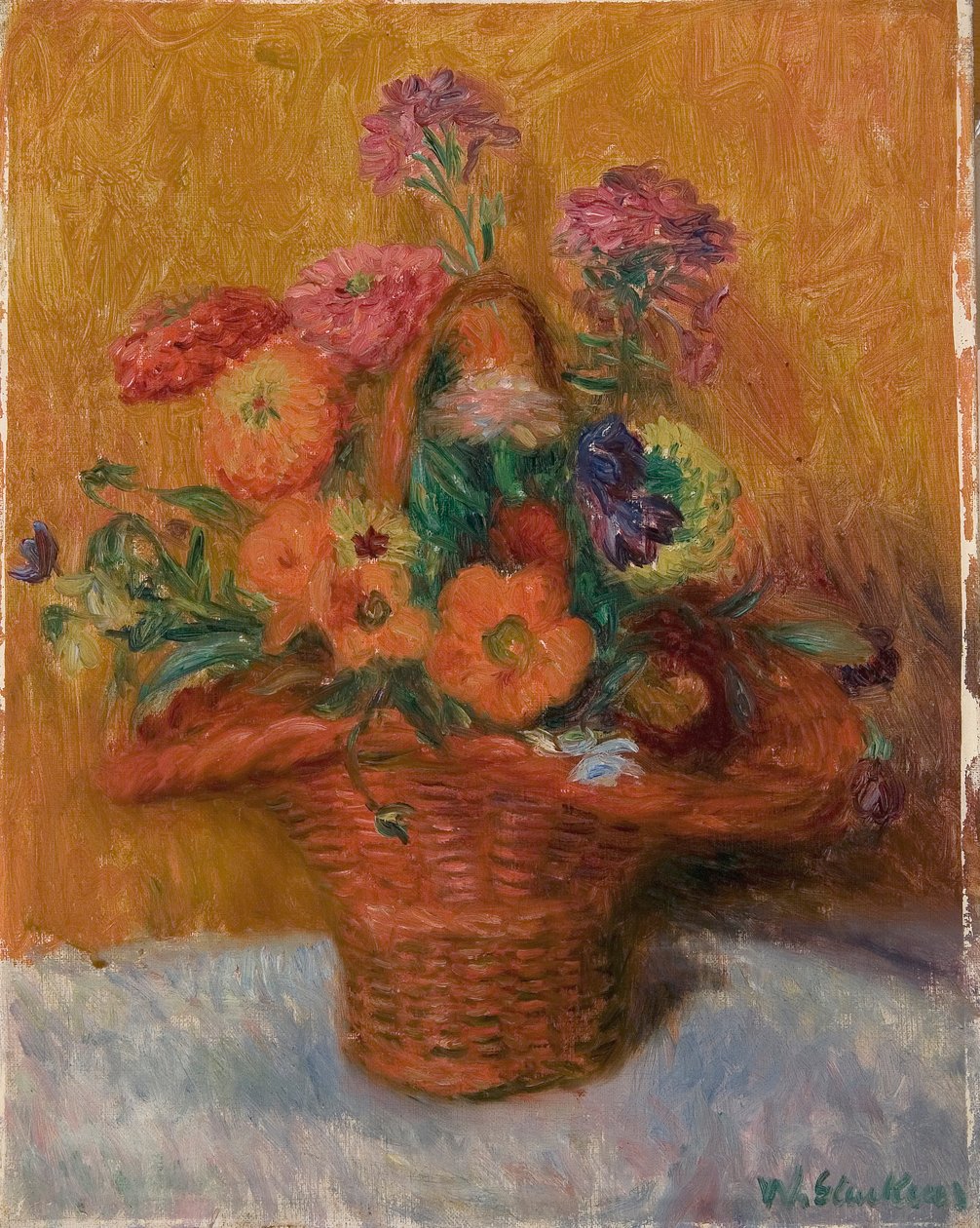 Zinnias'ın Kırmızı Sepeti by William James Glackens