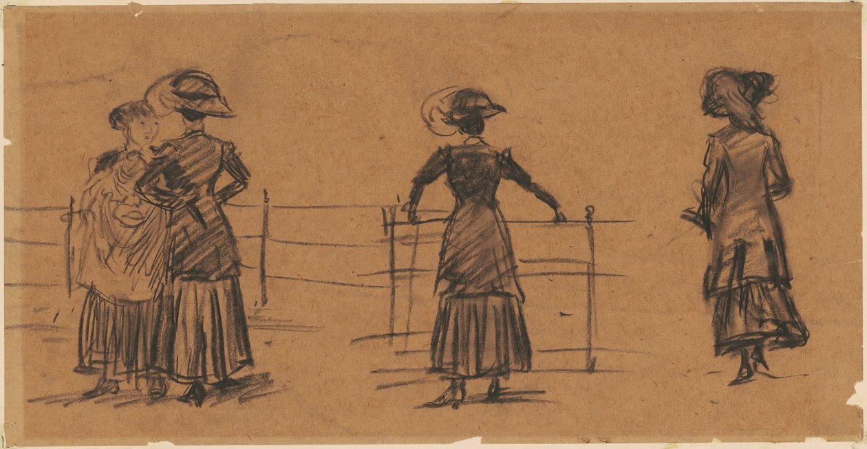 Park Korkuluklarıyla Kadın Çalışmaları by William James Glackens