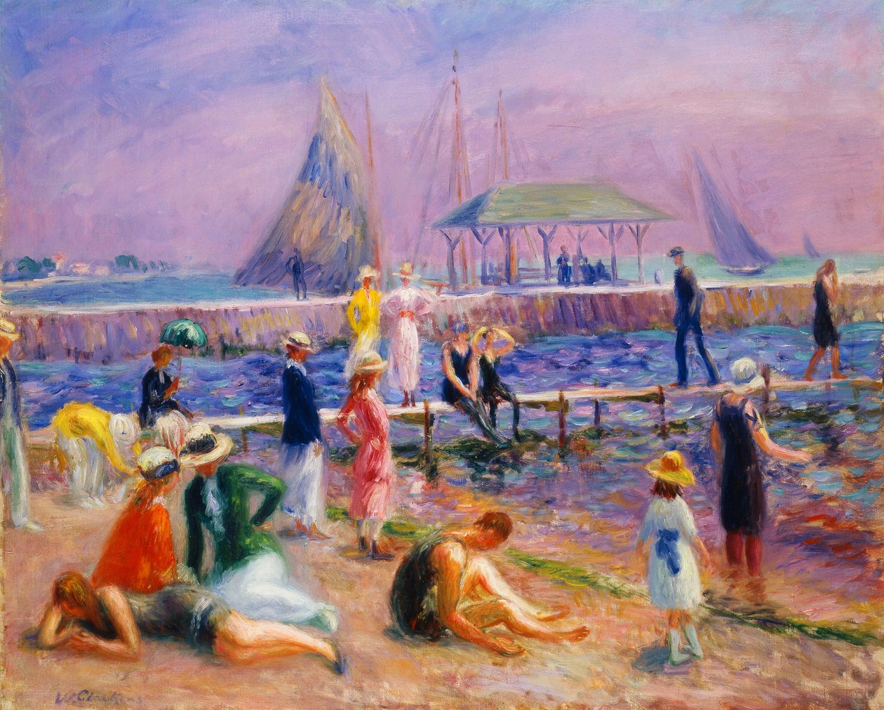 Şehir İskelesi - Blue Point, Long Island by William James Glackens