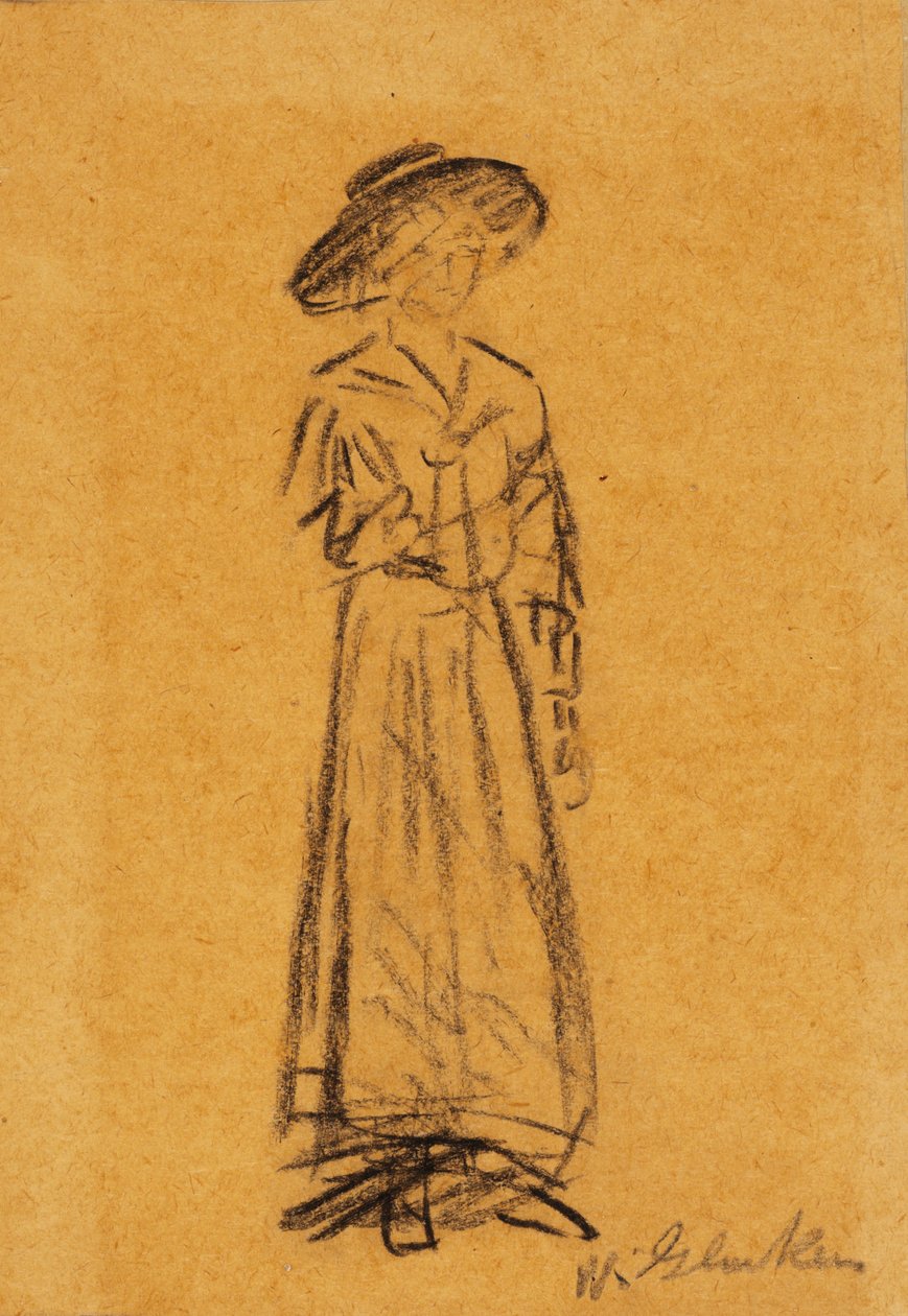 Geniş Kenarlı Şapkalı Kadın by William James Glackens