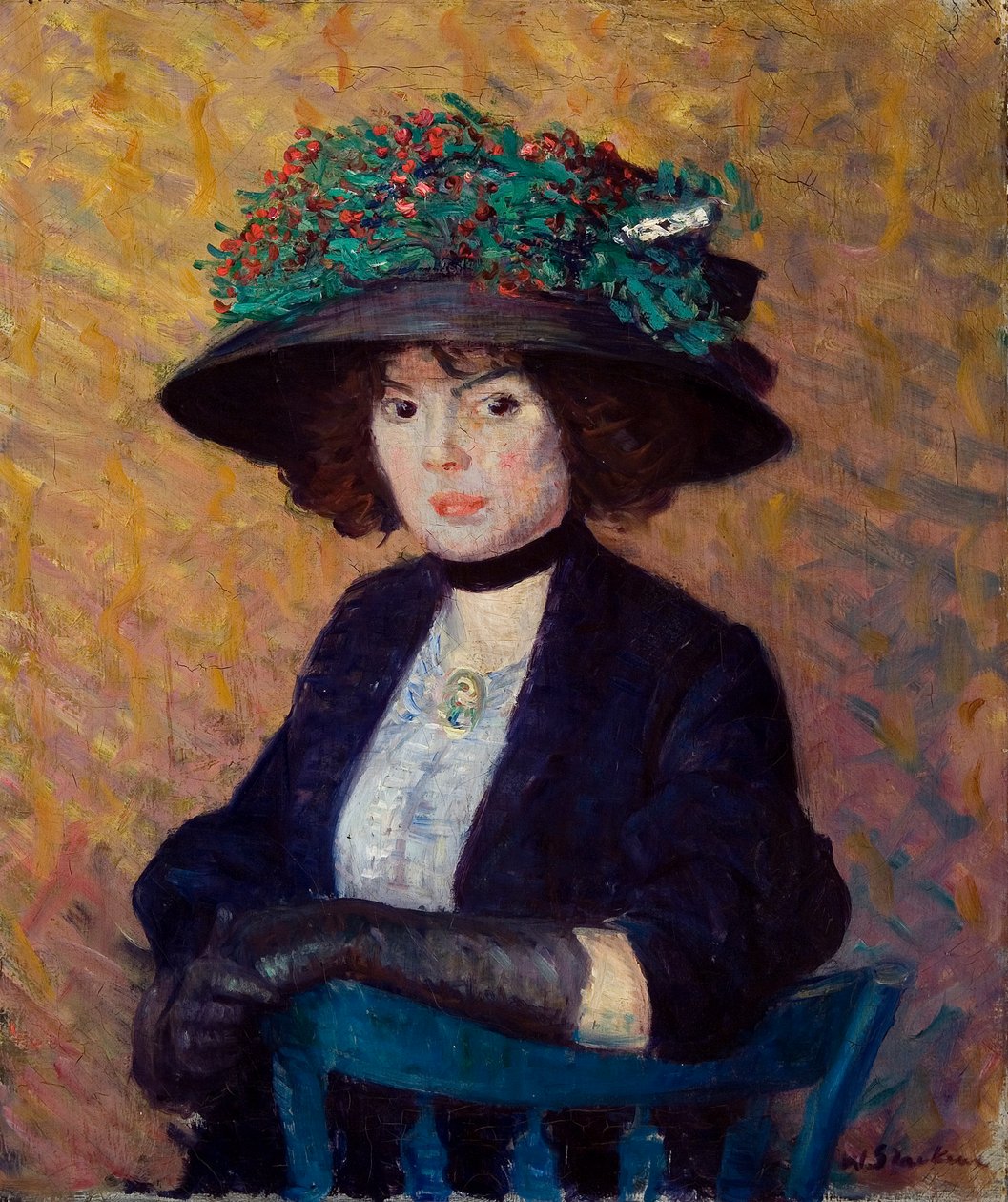 Yeşil Şapkalı Kadın by William James Glackens